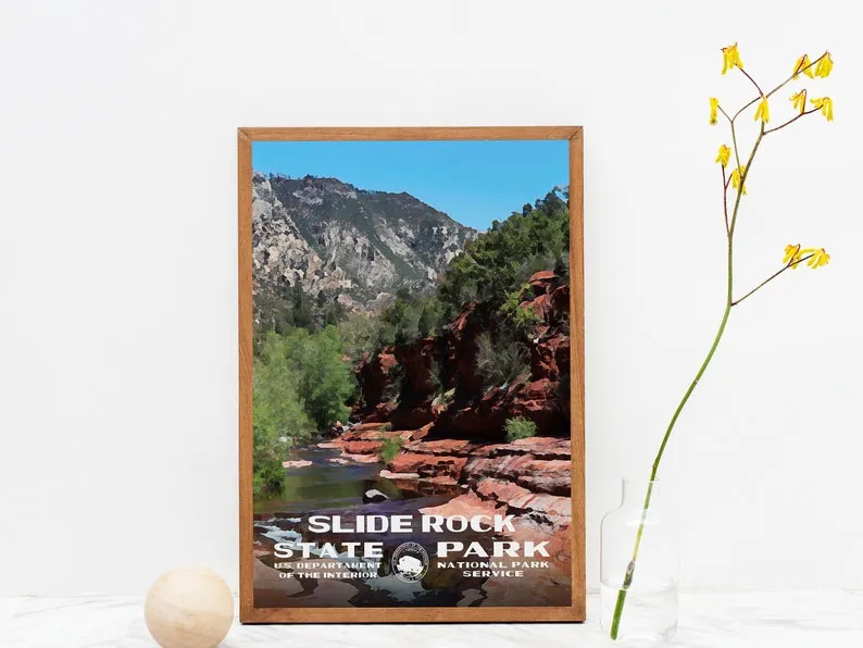 Slide Rock State Park Poster Vintage Travel Poster