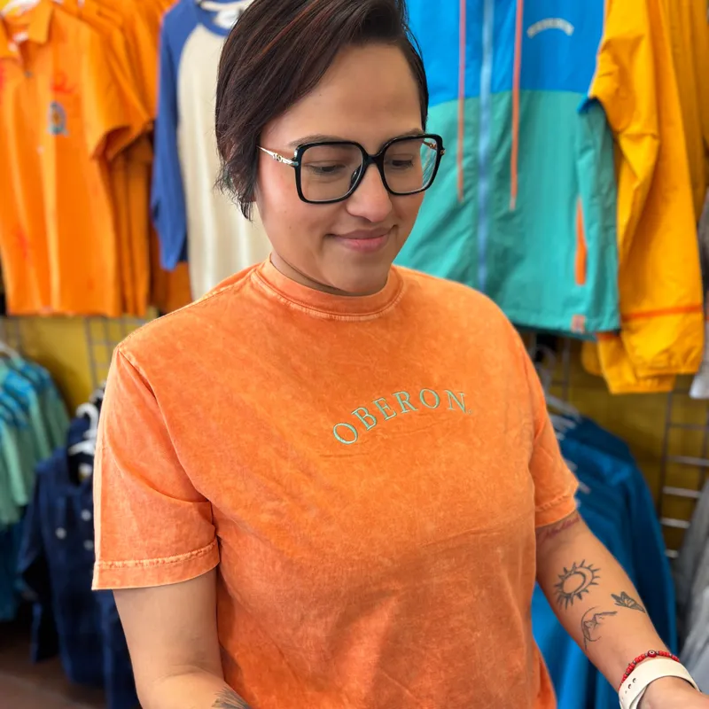 Oberon Embroidered Short Sleeve Tee - Orange